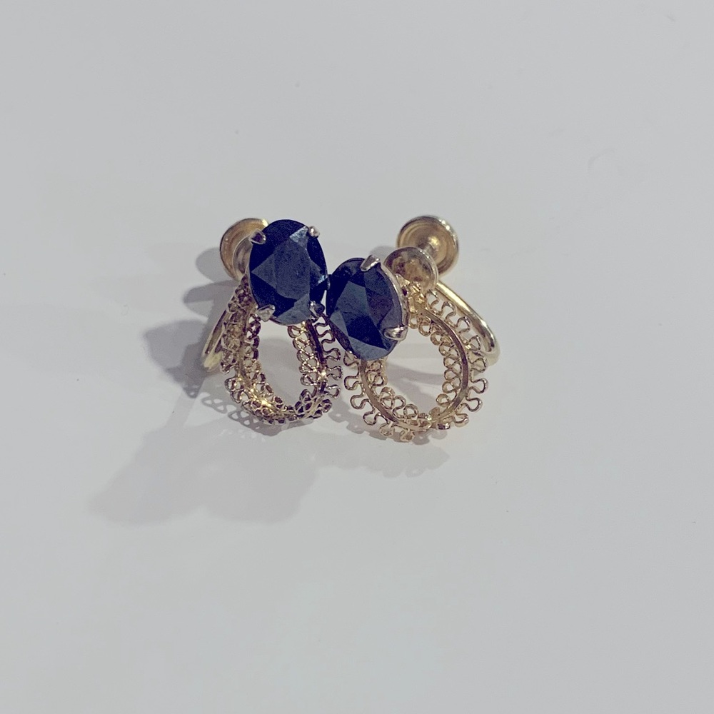 12K Gold Plated Onyx Screw Back Earrings